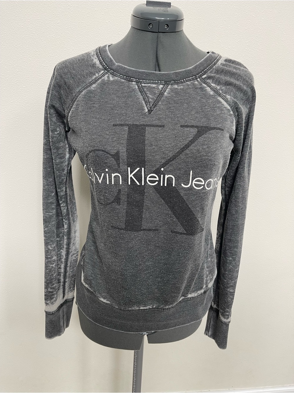 Calvin Klein Jeans Gray Washed CK Logo Sweatshirt